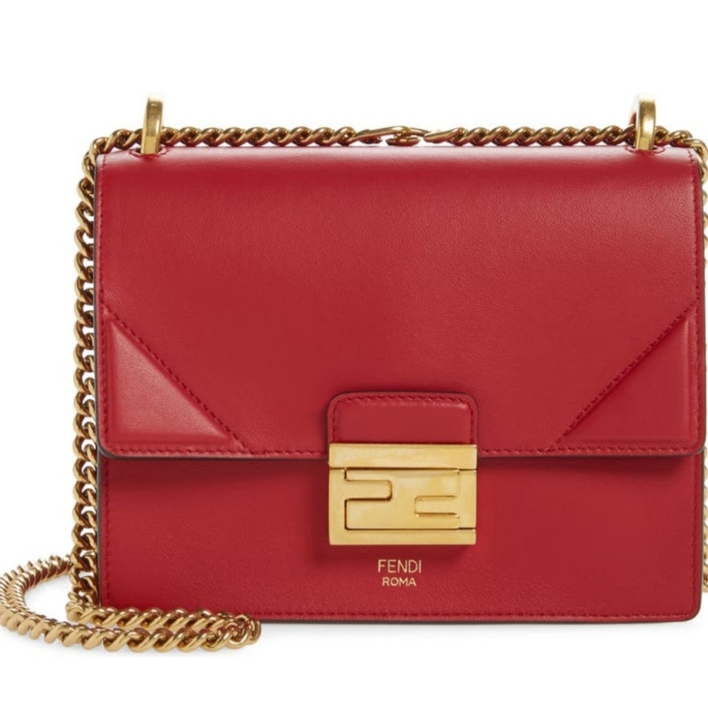 Authentic Fendi small Kan U leather bag in red - Picture 10 of 12